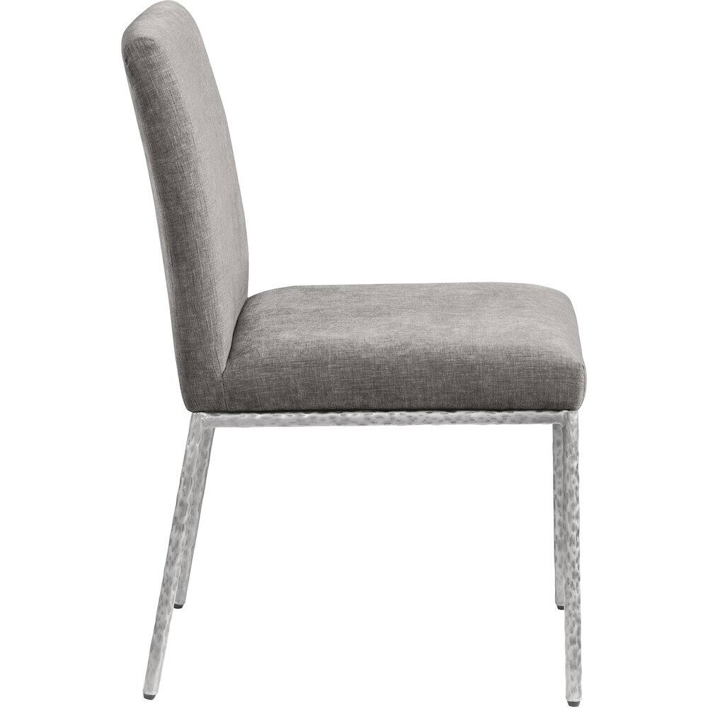 Alt View 3. Meridian Furniture - Reeves Grey Chenille Fabric Upholstered Dining Side Chair, Set of 2 - Silver.