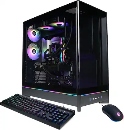 Front. CyberPowerPC - Gaming Desktop - Intel Core Ultra 9 285 2025 - AMD Radeon RX 9070 XT 16GB - 32GB DDR5 Memory - 2TB SSD Storage - Black.