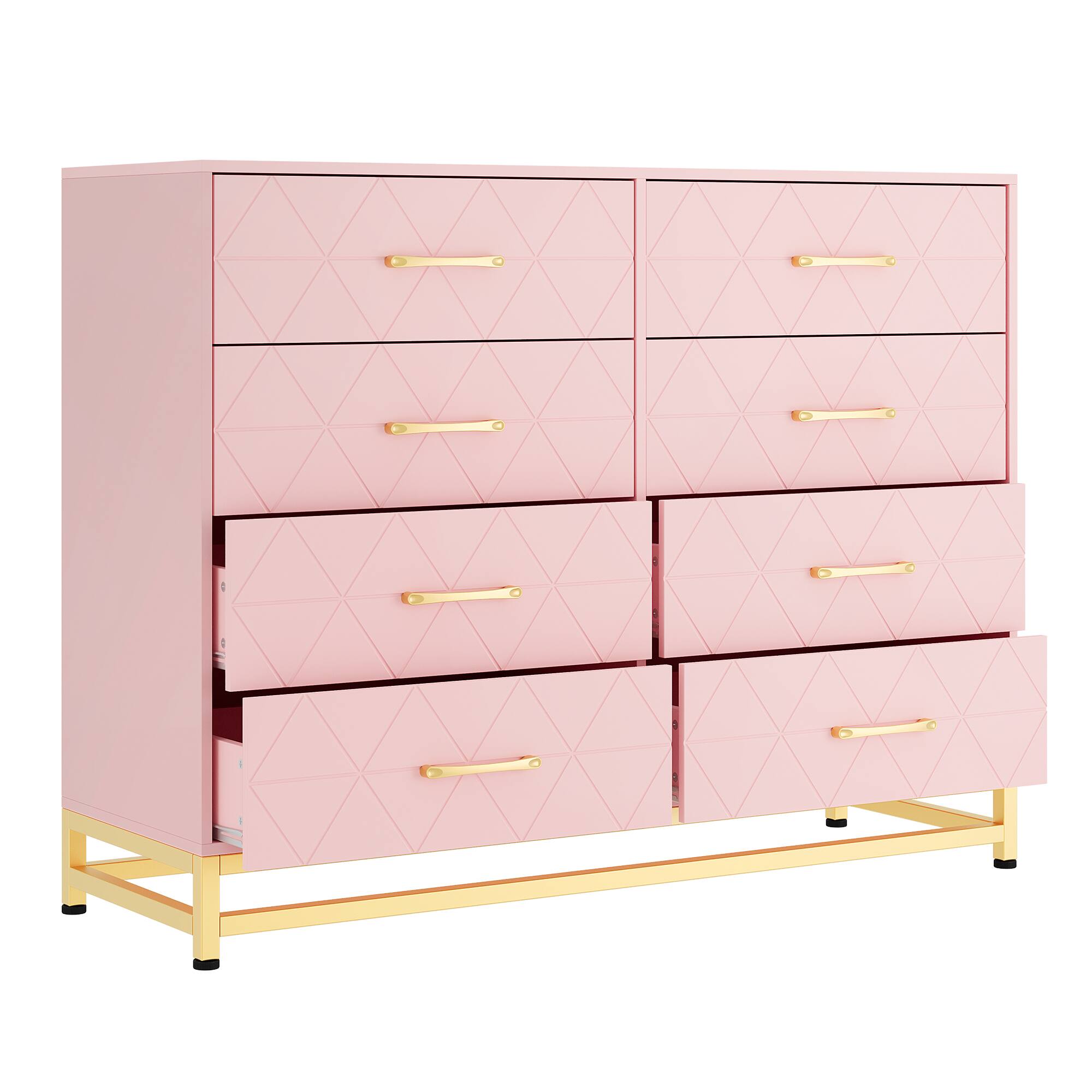 Front. Babevy - Patikuin 8 Drawer Dresser for Bedroom with Deep Drawers - Pink.