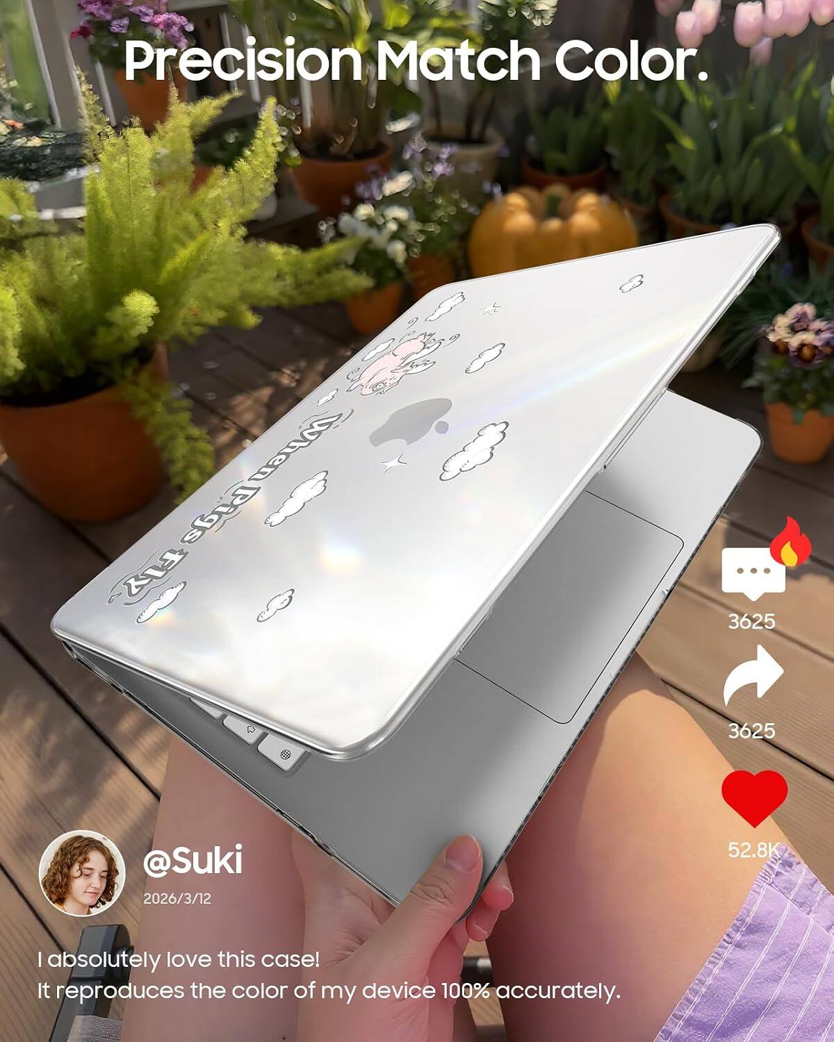 Precision Match Color.

When Pigs Fly

... 3625
3625
@Suki 2026/3/12
52.8K
| absolutely love this case! It reproduces the color of my device 100% accurately.