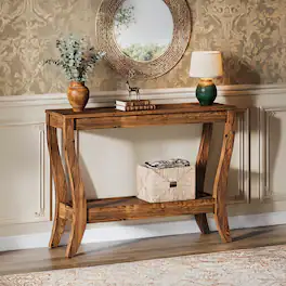 Tribesigns - 41.3" Farmhouse Solid Wood Console Table - Walnut