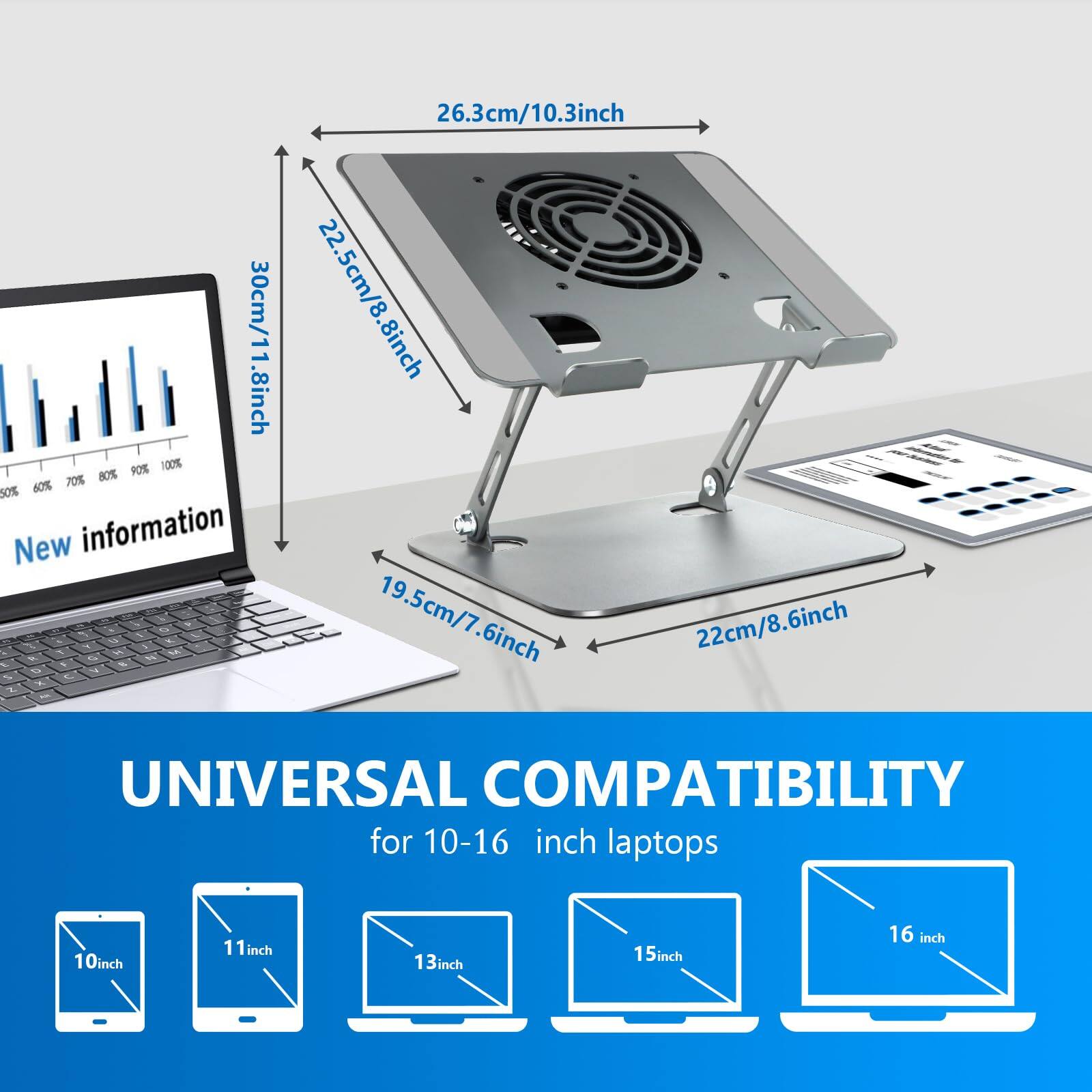 30cm/11.8inch  
26.3cm/10.3inch  
22.5cm/8.8inch  
19.5cm/7.6inch  
22cm/8.6inch  

UNIVERSAL COMPATIBILITY for 10-16 inch laptops  
10inch  
11inch  
13inch  
15inch  
16 inch