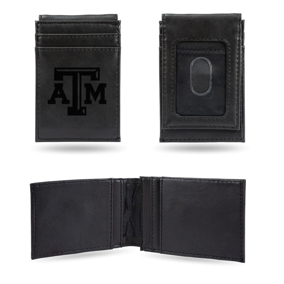 Rico Industries - Texas A&M Aggies Laser Engraved Black Front Pocket Wallet / Money Clip - Multi