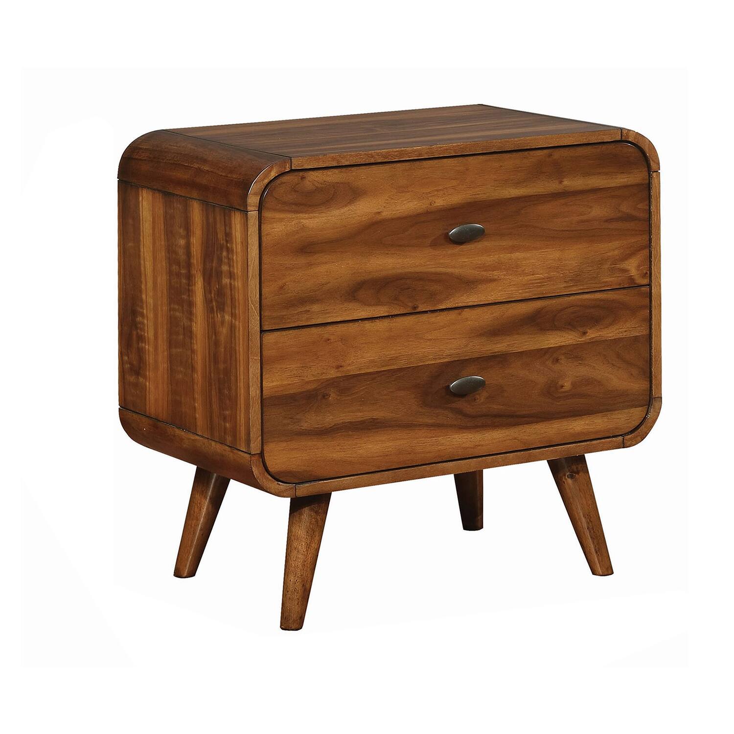 Front. Manhattan Lane - Wooden Nightstand with 2 Drawers,  Walnut - Brown.