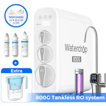 C WATER QUALITY NSF/ANSI 42 & 53 & 58 & 372 CB CF RO TDS OUT 006 CB - CH watendrop d3 CF -- + Waterdrop FOOO RO - CF Waterdrop 800G Extra RO Matenaigp 006 - a Wobsekop 800G Tankless RO system