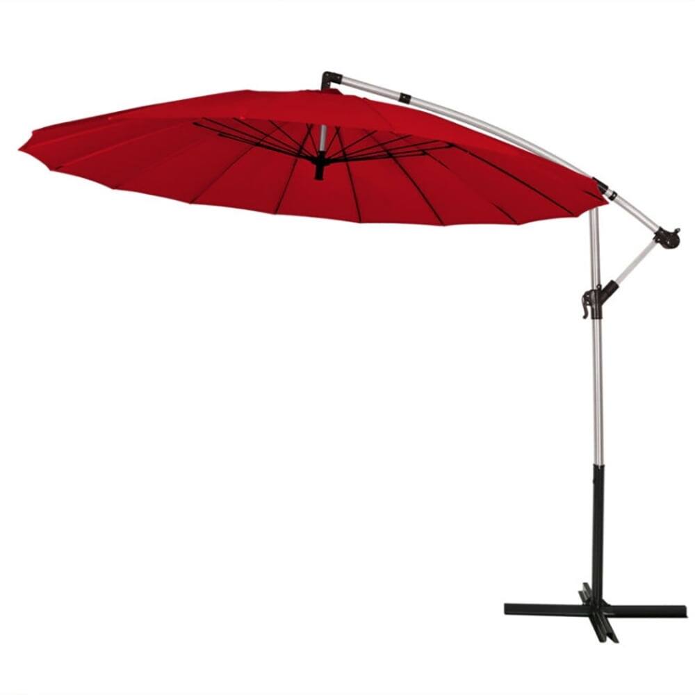 Back. Kadyn - 10 Feet Patio Offset Umbrella Market Hanging Umbrella for Backyard Poolside Lawn Garden-Dark Red, Patio Offset Umbrella.