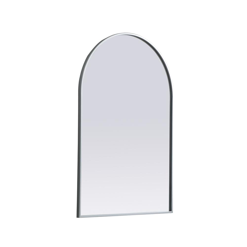 Left. Elegant Decor - Metal Frame Arch Mirror 27x40 Inch in Silver - Silver.