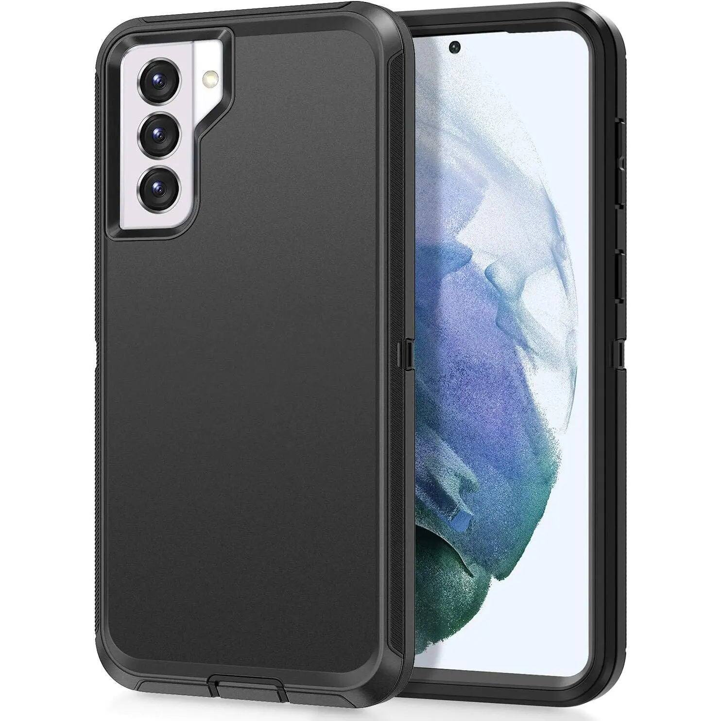 Front. Entronix - Entronix Case for Galaxy S21 FE - Triple-Layer Heavy Duty Protection - Black.