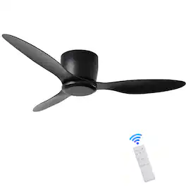 APRILSOUL - Quiet 6 Speed Reversible DC Ceiling Fan Remote Timer Modern No Light - Matte Black