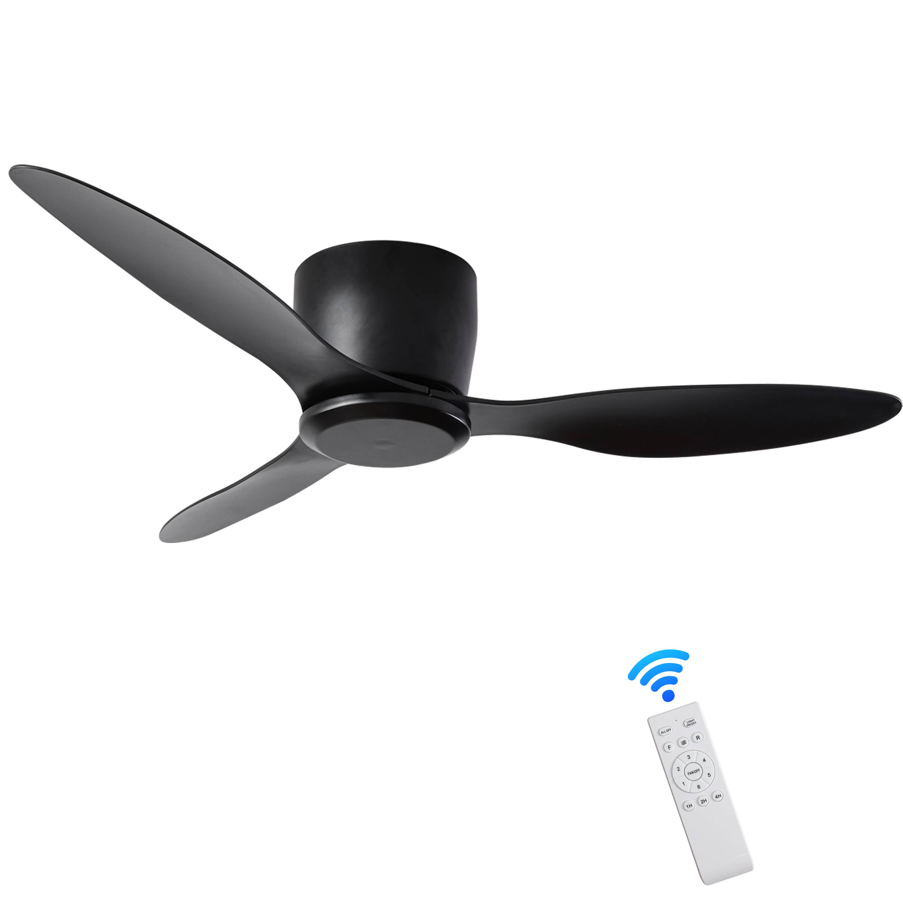 Front. APRILSOUL - Quiet 6 Speed Reversible DC Ceiling Fan Remote Timer Modern No Light - Matte Black.