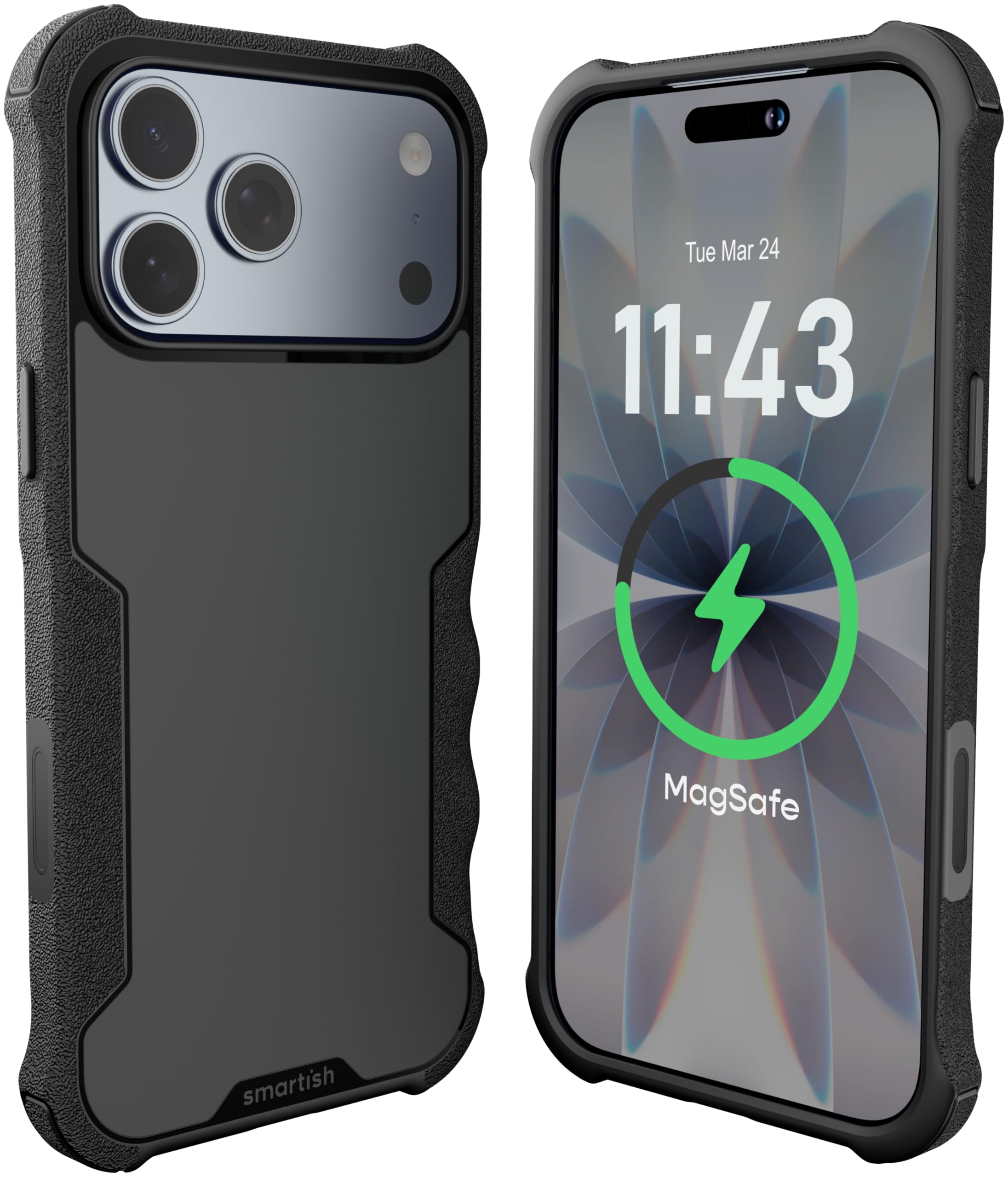 Smartish - iPhone 18 Pro Max/17 Pro Max MagSafe Case - Gripzilla - Protective Grip Heavy Duty Cover - Black - Black Tie Affair