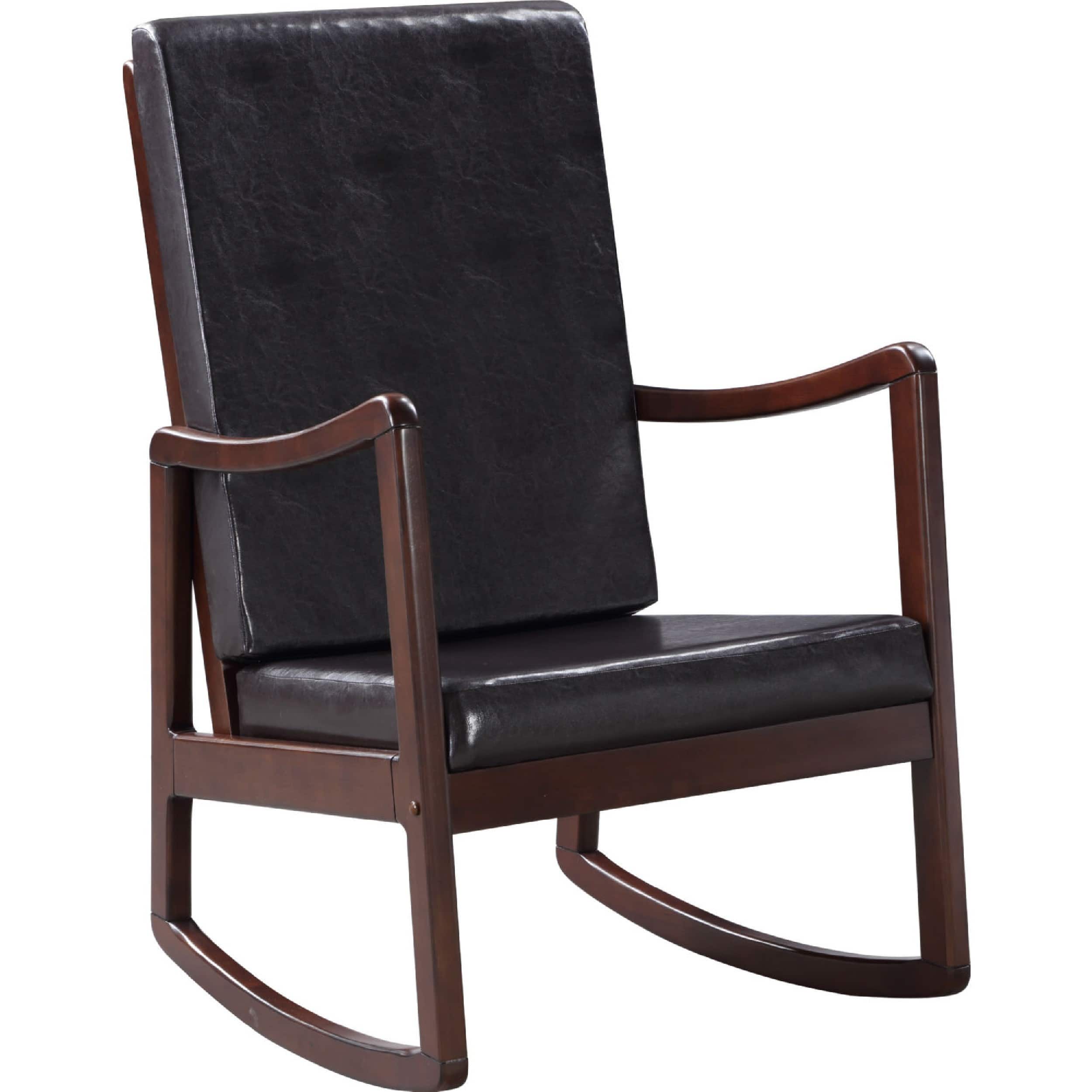 Manhattan Lane - Rocking Chair with Leatherette Seating and Wooden Frame - Black
