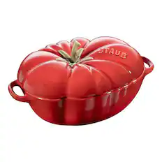 Front. Staub - Staub Ceramic 16-oz Petite Tomato mini Cocotte, baking dish, no stovetop save - Cherry - Cherry.