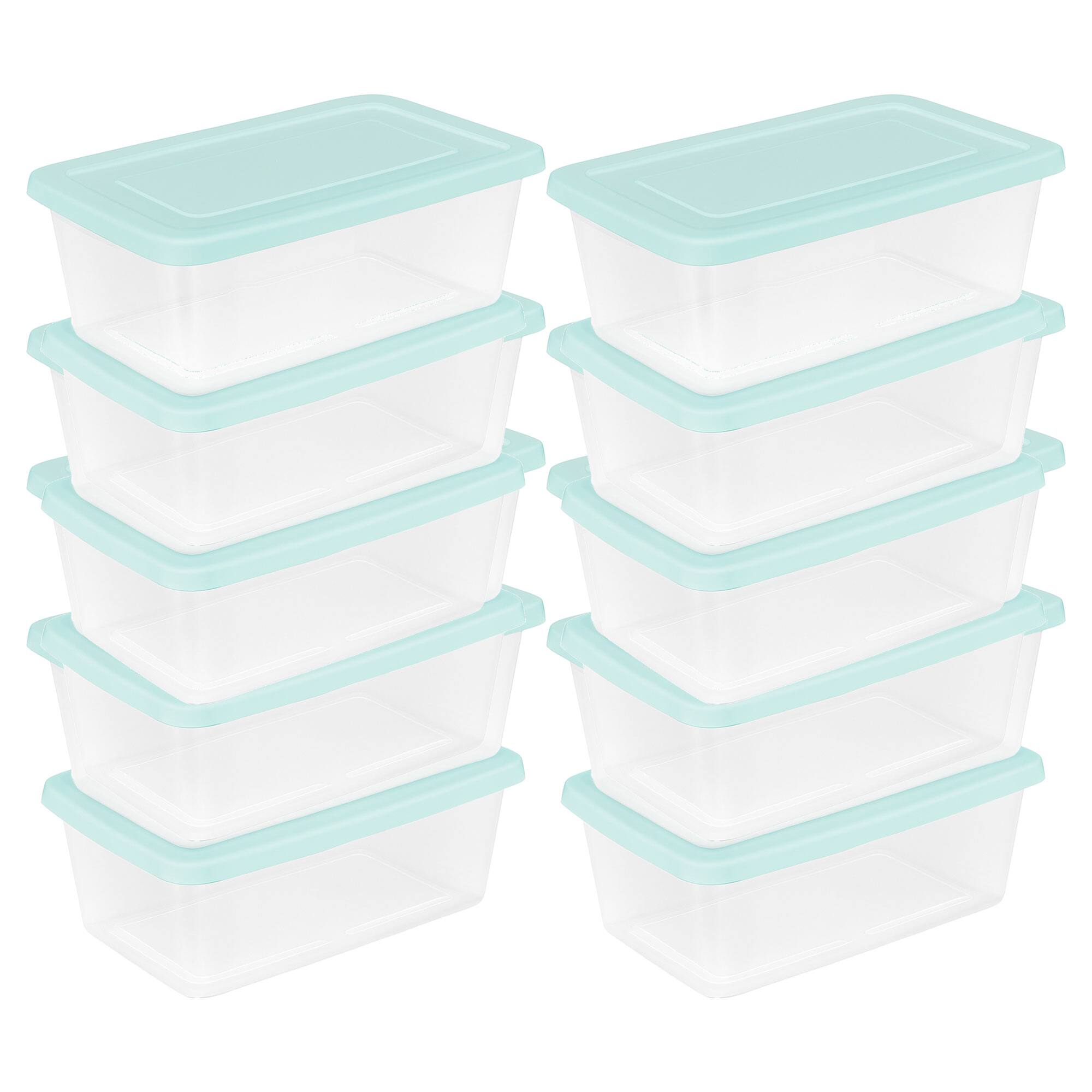 Front. Sterilite - Sterilite 6 Qt Storage Boxes, Clear Plastic Containers with Lid, Set of 10, Mint - Mint.