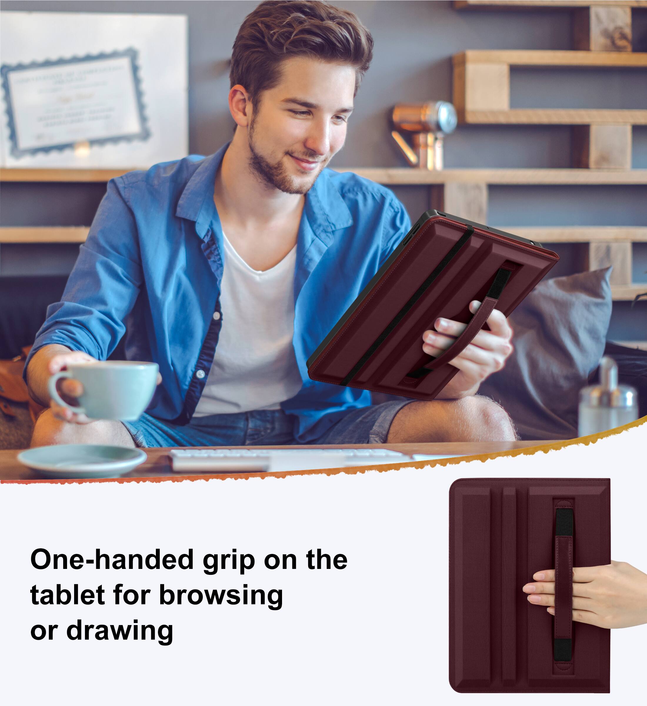 One-handed grip on the tablet for browsing or drawing