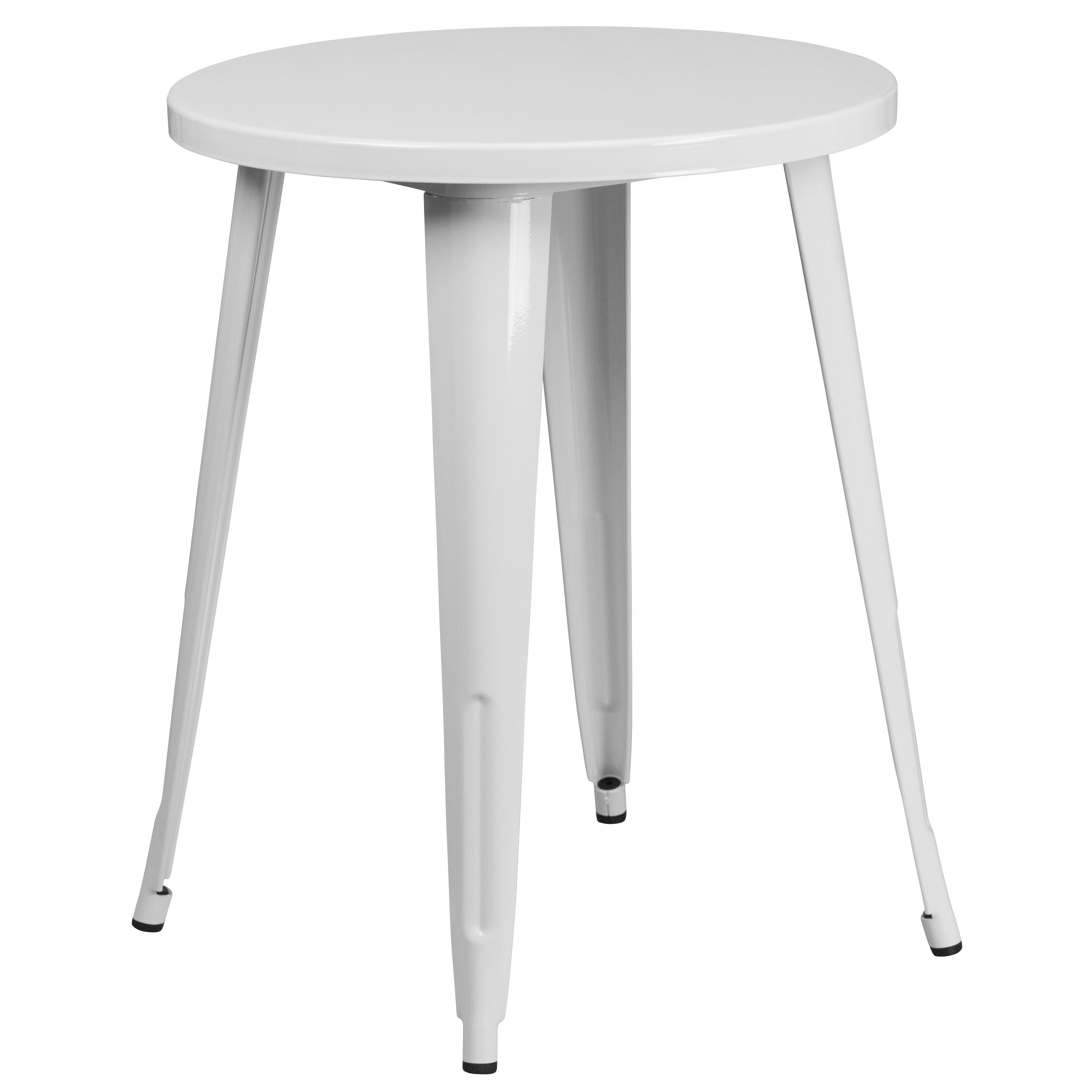 Alt View 3. Emma + Oliver - Commercial Grade 24" Round Metal Indoor-Outdoor Table Set with 2 Cafe Chairs - White.