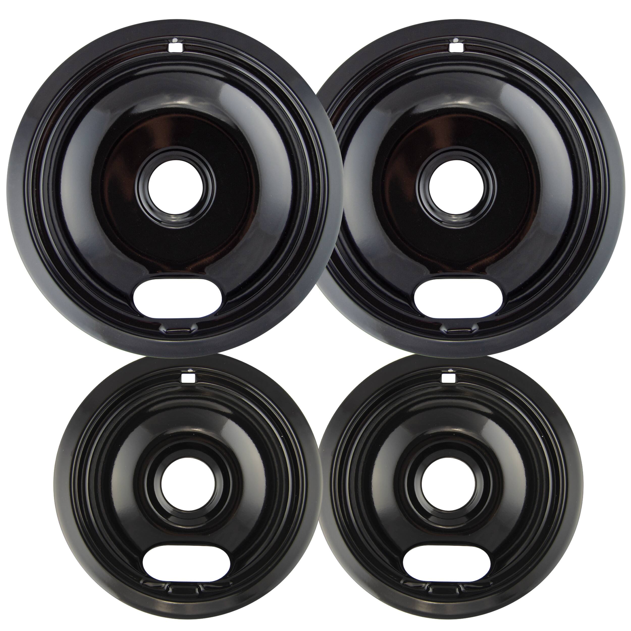 Alt View 1. Range Kleen - Range Kleen P10124XN Style A 4pk Heavy Duty Black Porcelain Drip Bowls, 2 Large, 2 Small.