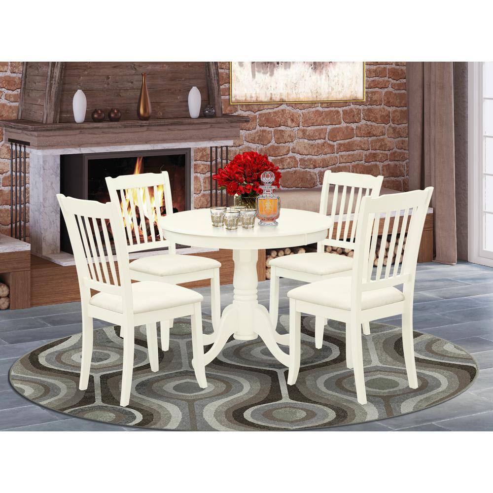 Left. East West Furniture - Dining Room Set Linen White - Brown.