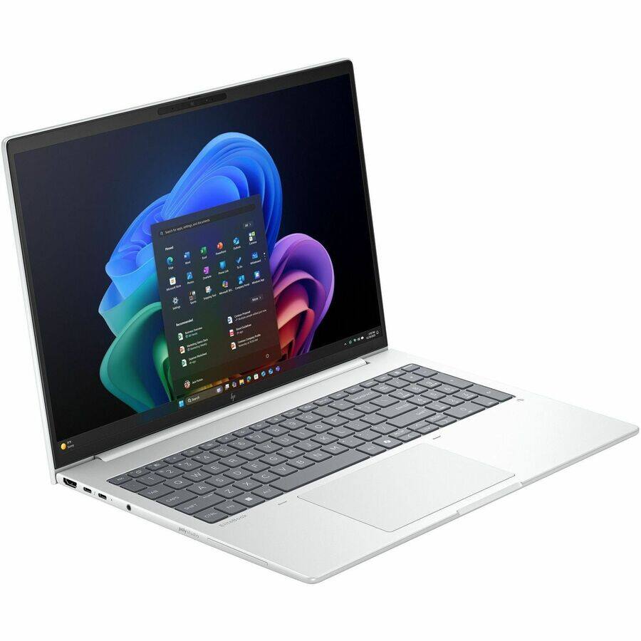 Alt View 3. HP - HP EliteBook 8 G1i 16" WUXGA IPS Touchscreen AI-Powered Notebook Intel Core Ultra 5 236V 16GB RAM 512GB SSD Glacier - Glacier Silver Aluminium.