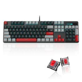 METALTON - Keyboards With Double shot Computer For Laptop Desktop Pc Gamers - Gray & Black - Red Switch