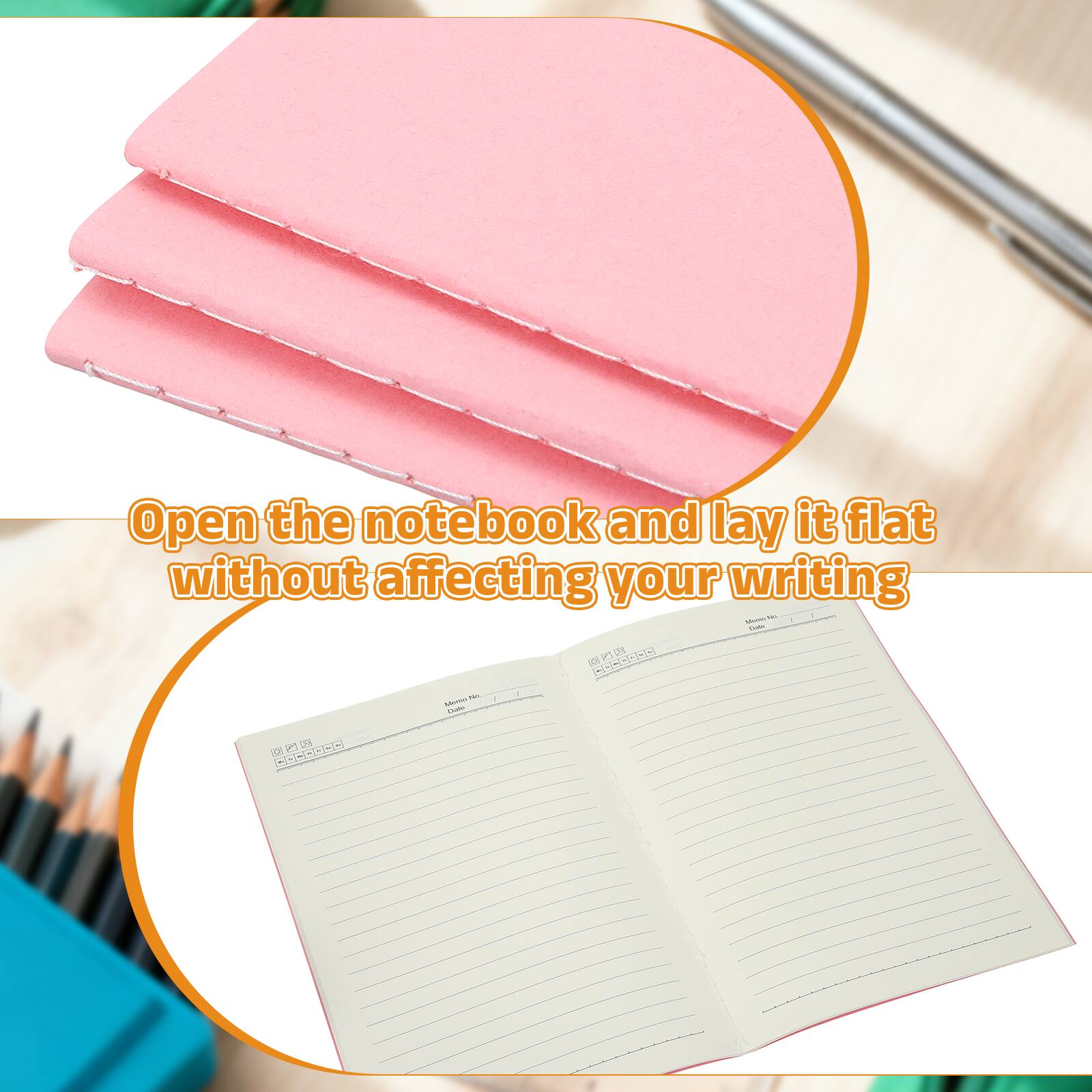 Open the notebook and lay it flat without affecting your writing