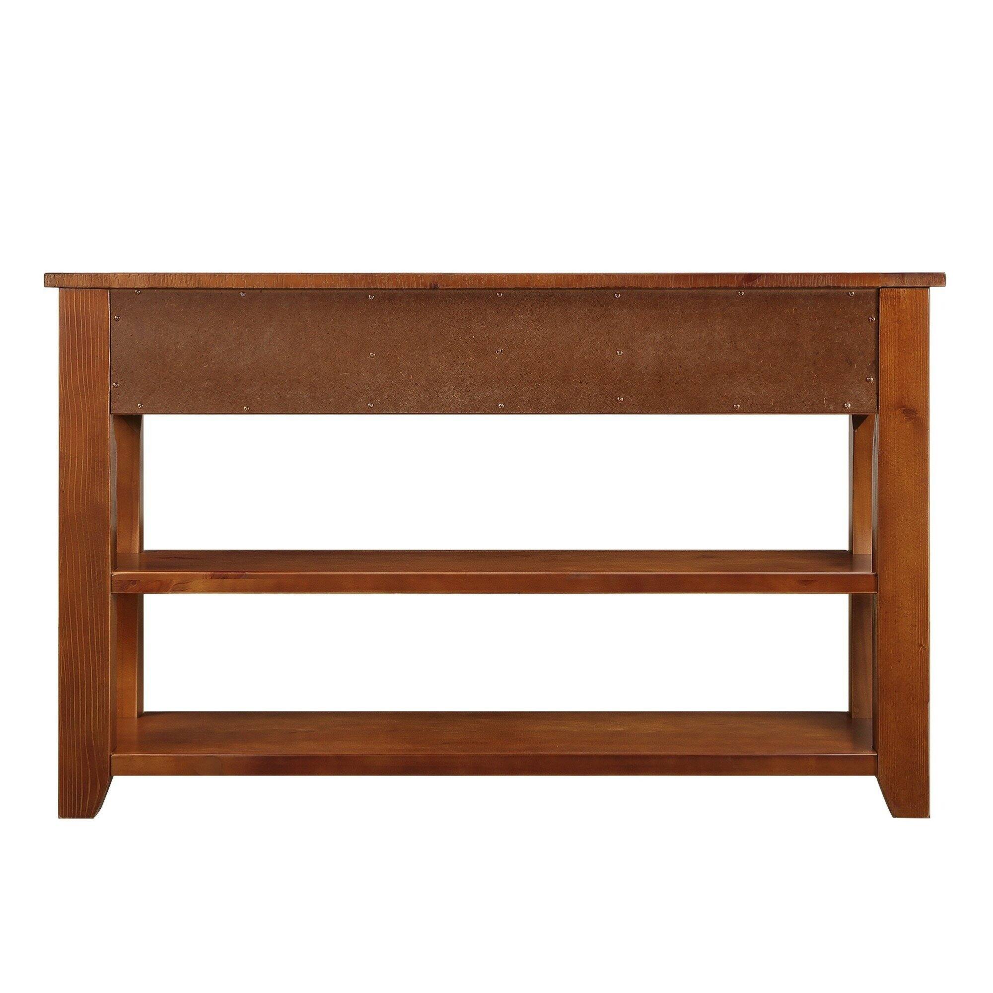 Alt View 9. GOODSILO - Solid Wood Console Table with Storage Drawers and Shelves for Entryway, Living Room, or Bedroom - Brown.
