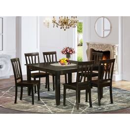 East West Furniture - 7 Pc Dining room set-Dinette Table with Leaf and 6 Dinette Chairs - Cappuccino