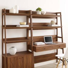 Bixby 2-Piece Wood Office Desk and Bookshelf by Modway - Walnut