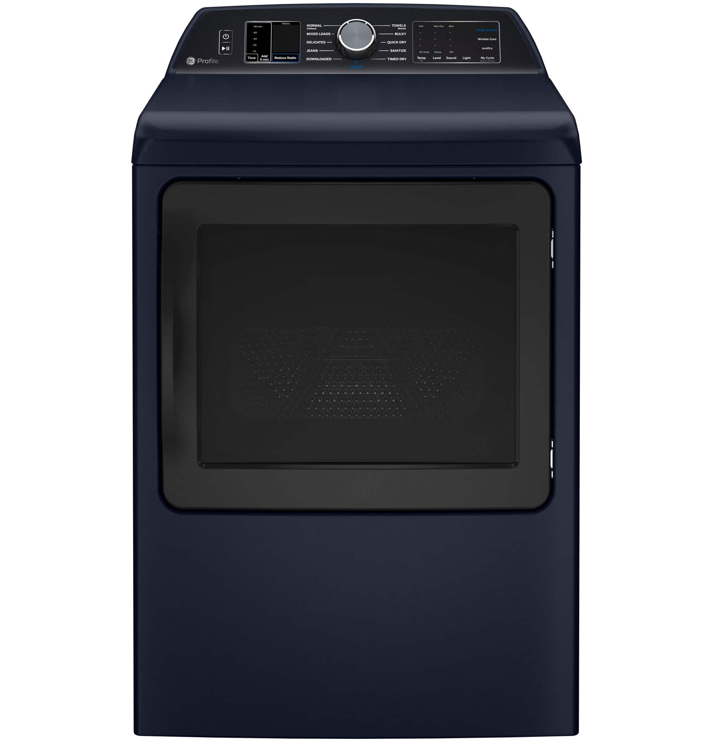 GE Profile - 7.3 Cu. Ft. Smart Electric Dryer with Steam and Tangle Control - Sapphire Blue - Front_Zoom