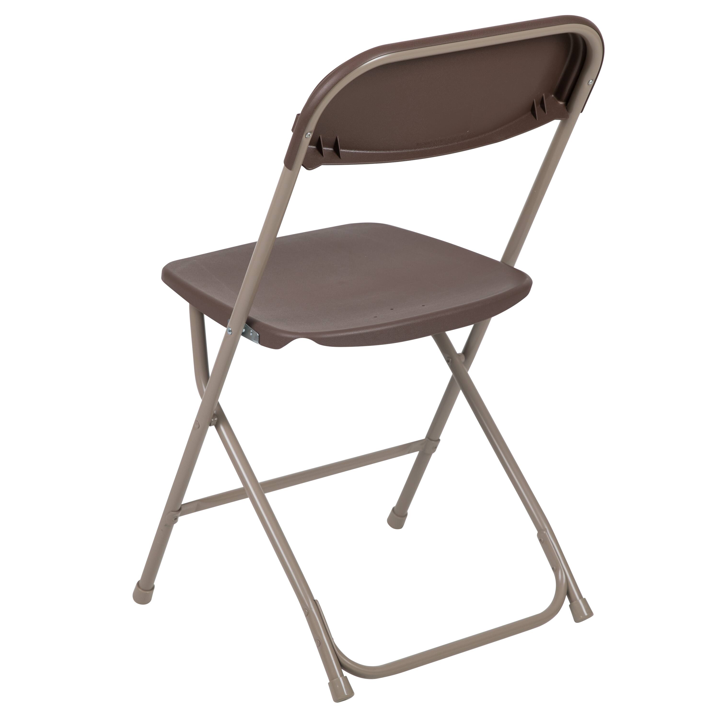 Alt View 5. Emma + Oliver - Set of 10 Stackable Folding Plastic Chairs - 650 LB Weight Capacity - Brown.