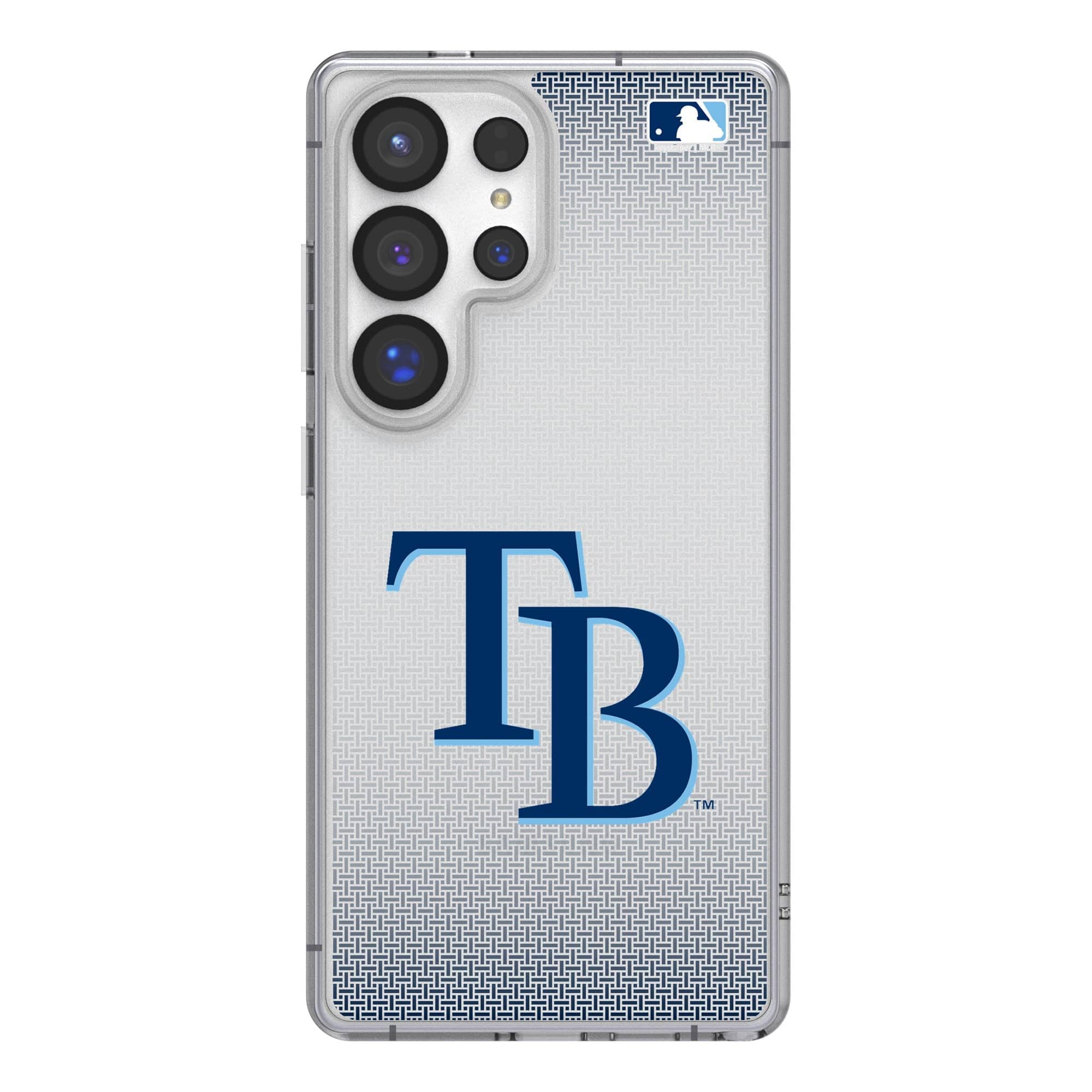 Front. Keyscaper - Tampa Bay Rays Linen Logo Galaxy Clear Case - S24 - Multicolor.