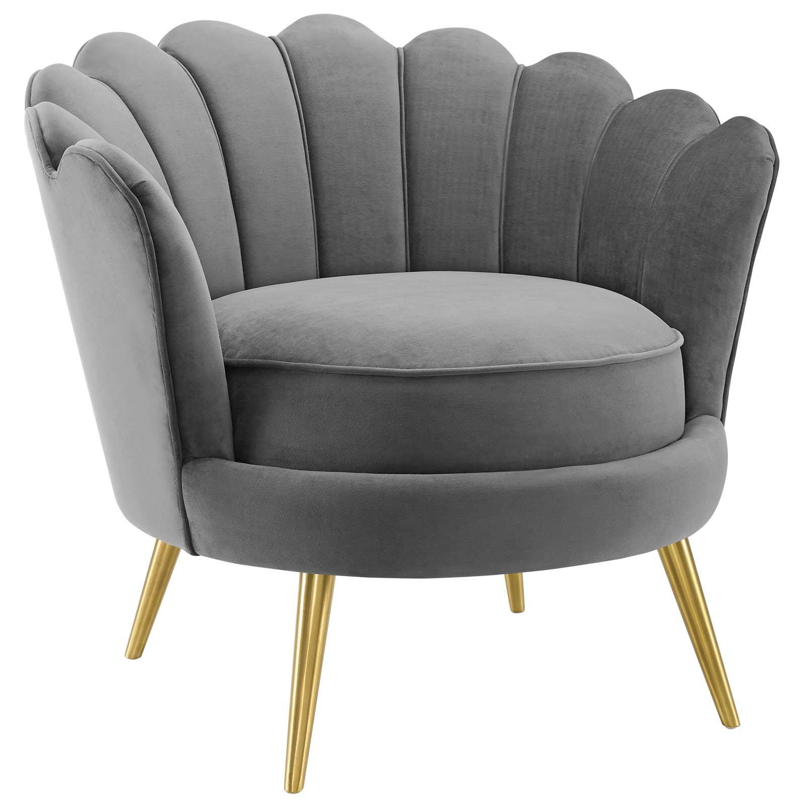 Angle. Modway - Admire Scalloped Edge Performance Velvet Accent Armchair by Modway - Gray.