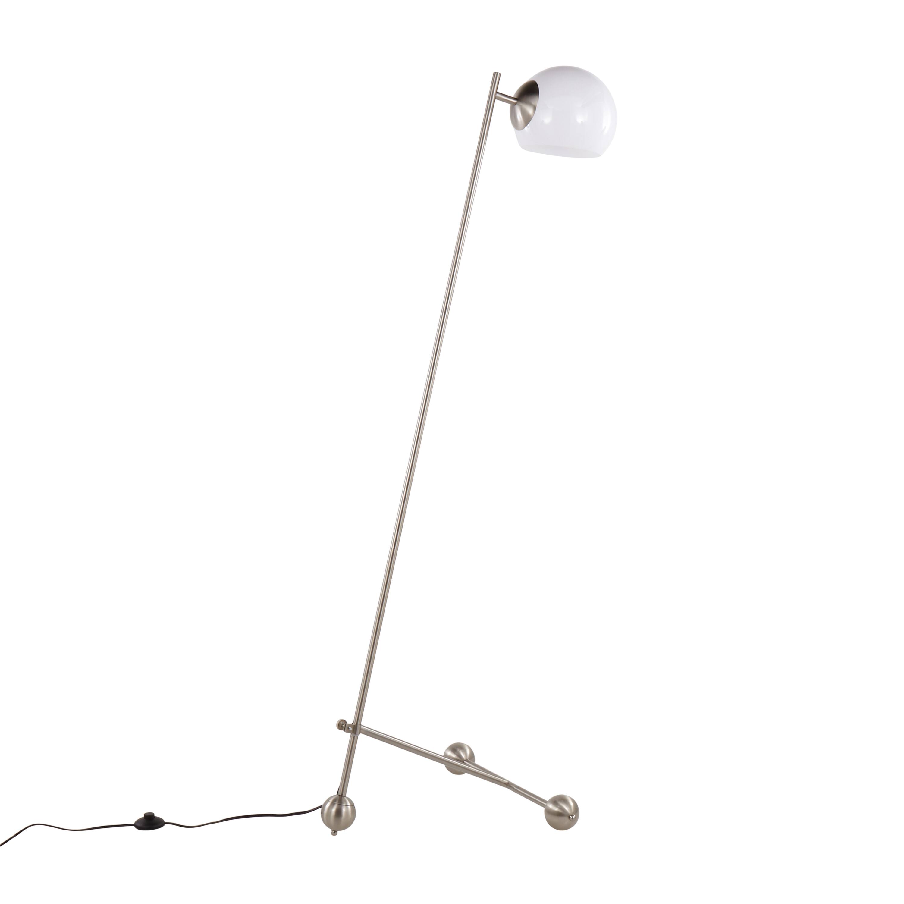 Back. Loheer - Loheer Eileen Contemporary Floor Lamp Brushed Nickel Standing Light with White Plastic Shade for Living Room Bedroom - Brushed Nickel.