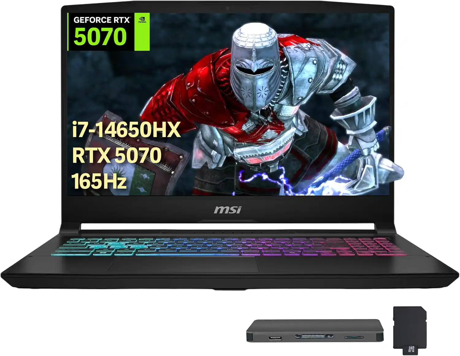 MSI - Katana 15.6" Gaming Laptop,Intel i7-14650HX,GeForce RTX 5070,64GB DDR5,2TB SSD,Win 11 Pro,512GB Dock Station - Black
