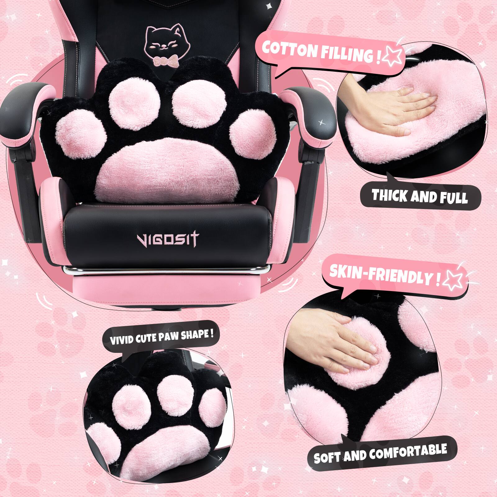 - COTTON FILLING!
- THICK AND FULL
- SKIN-FRIENDLY!
- VIVID CUTE PAW SHAPE!
- SOFT AND COMFORTABLE