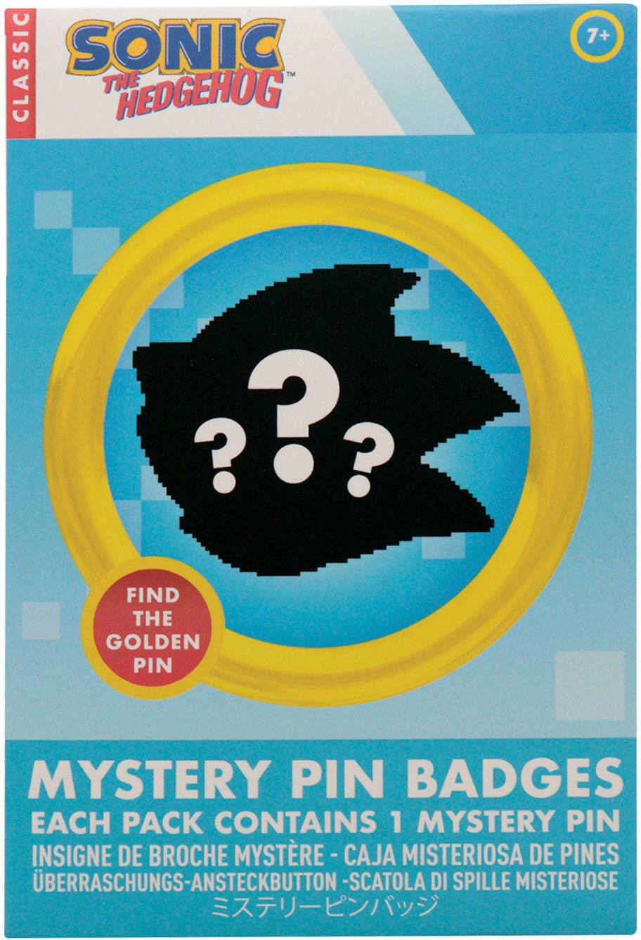CLASSIC SONIC THE HEDGEHOG 7+ ? ? ? FIND THE GOLDEN PIN MYSTERY PIN BADGES EACH PACK CONTAINS 1 MYSTERY PIN INSIGNE DE BROCHE MYSTÈRE - CAJA MISTERIOSA DE PINES ÜBERRASCHUNGS-ANSTECKBUTTON - SCATOLA DI SPILLE MISTERIOSE