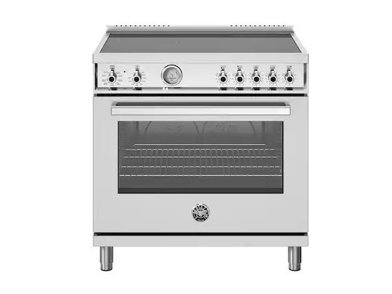 Front. Bertazzoni - 36" Professional Series range - Electric oven - 5 induction zones - Stainless Steel.