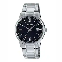 Casio - Men’s Black Dial Stainless Steel Dress Watch - MTP-V002D-1B3 - Silver