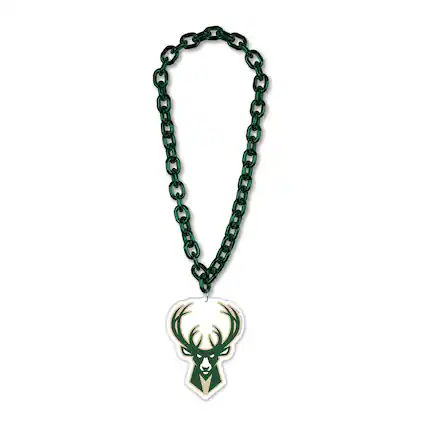 Front. WinCraft - Milwaukee Bucks Big Chain Logo Necklace - Multicolor.