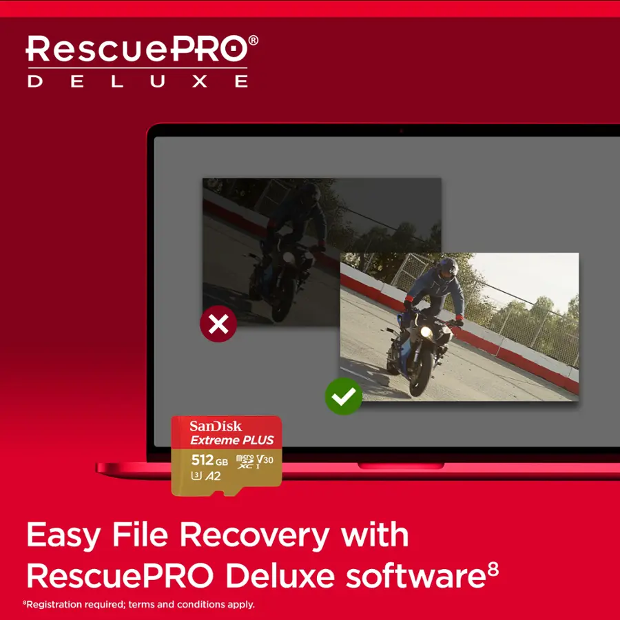 RescuePRO Deluxe X SanDisk Extreme PLUS 512 GB (32 GB) XC I  A2 Easy File Recovery with RescuePRO Deluxe software.