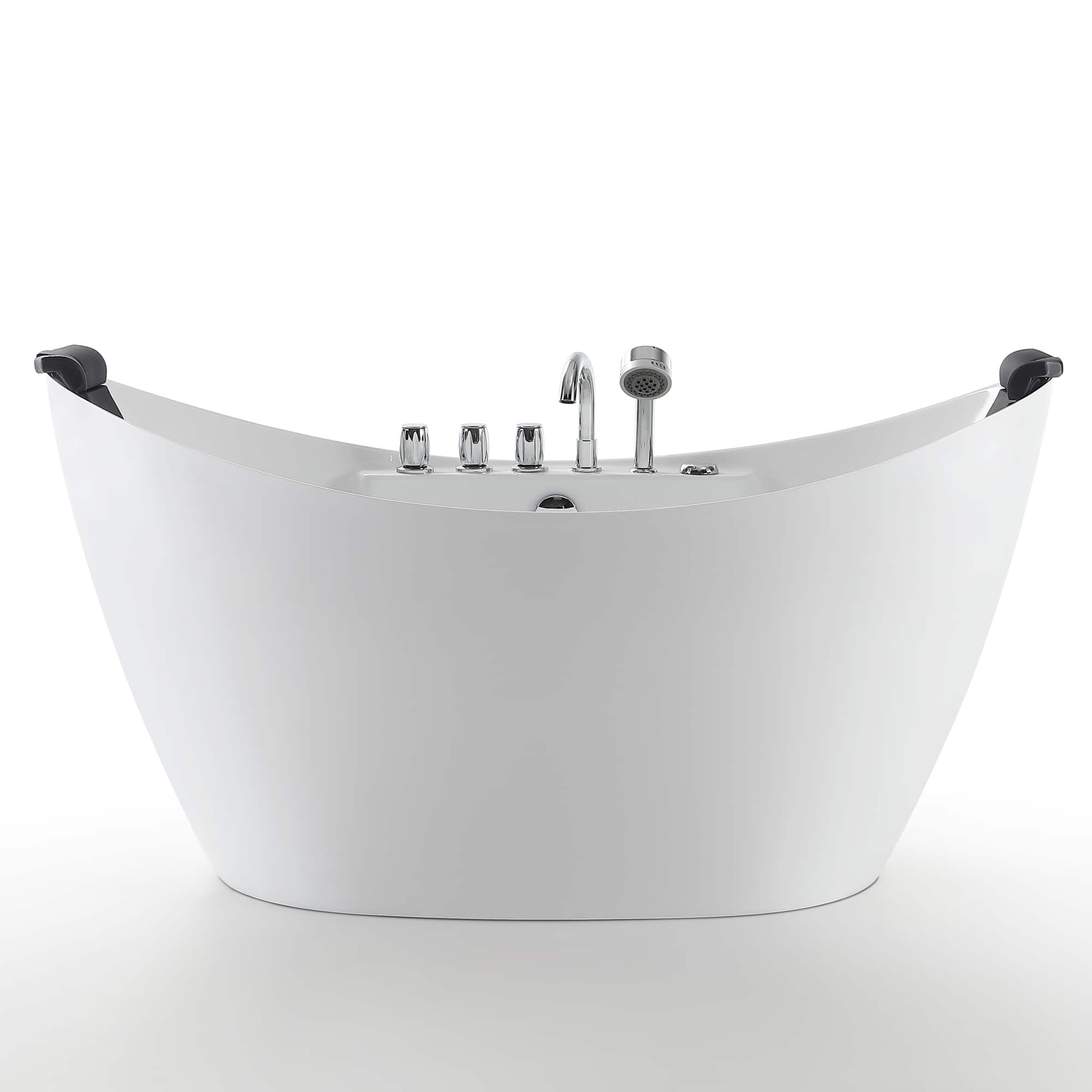 Empava - 59 in. x 28.7 in. Center Drain Freestanding Whirlpool Bathtub Hydrotherapy Jetted Soaking Bath Tub - Tub filler - White