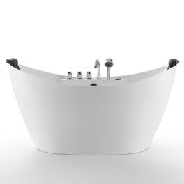 Empava - 59 in. x 28.7 in. Center Drain Freestanding Whirlpool Bathtub Hydrotherapy Jetted Soaking Bath Tub - Tub filler - White