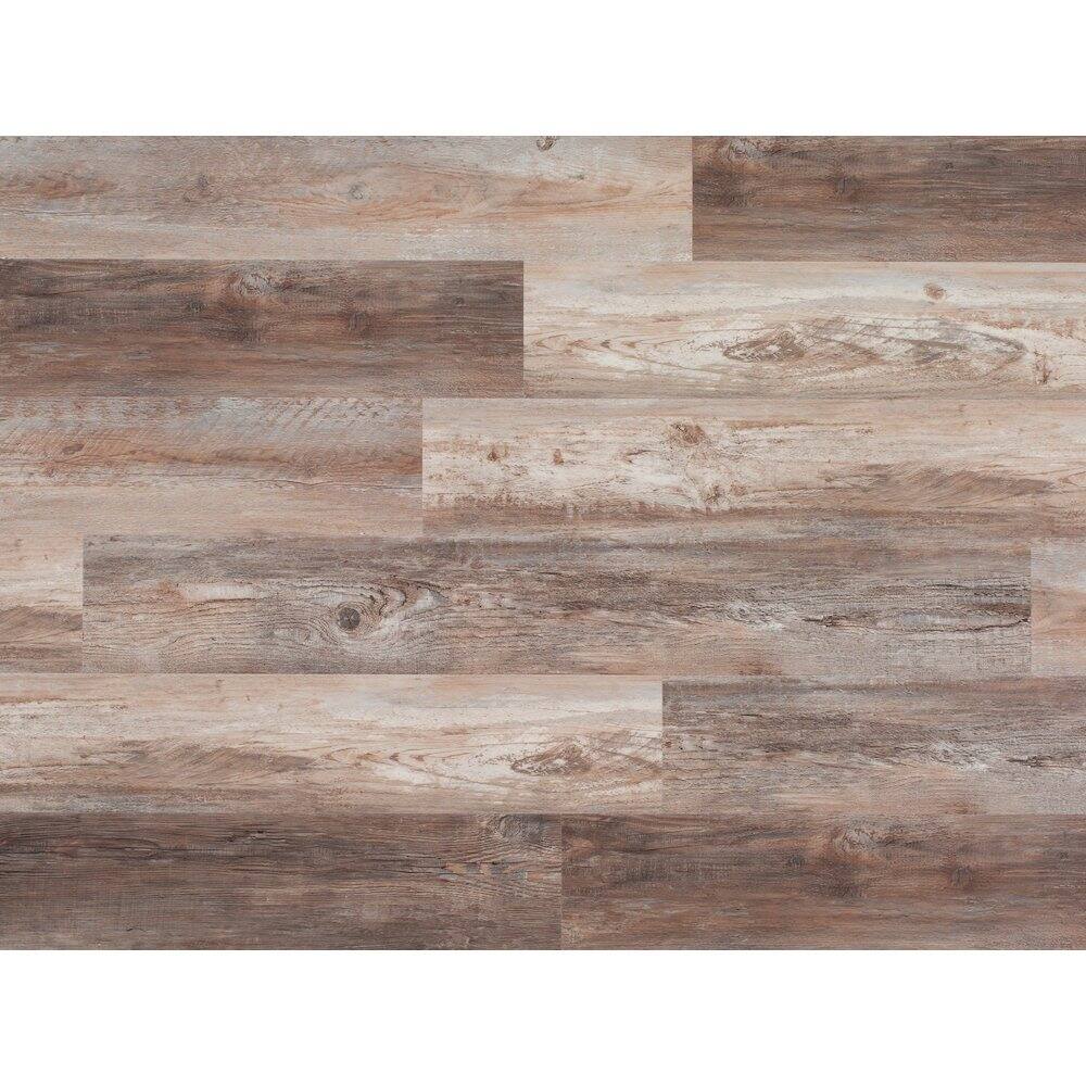 Angle. East West Furniture - EVA Backing SPC Wood Flooring Planks, Taupe Gray 4mm x 7" x 48" with 20mil Wear Layer and I4F Click Locking - Taupe Gray.