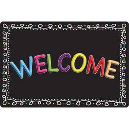 ASHLEY PRODUCTIONS - Smart Poly The Original Fun Mat Welcome Mat 15.5 x 23.5 Chalk Loops Welcome - Multicolored