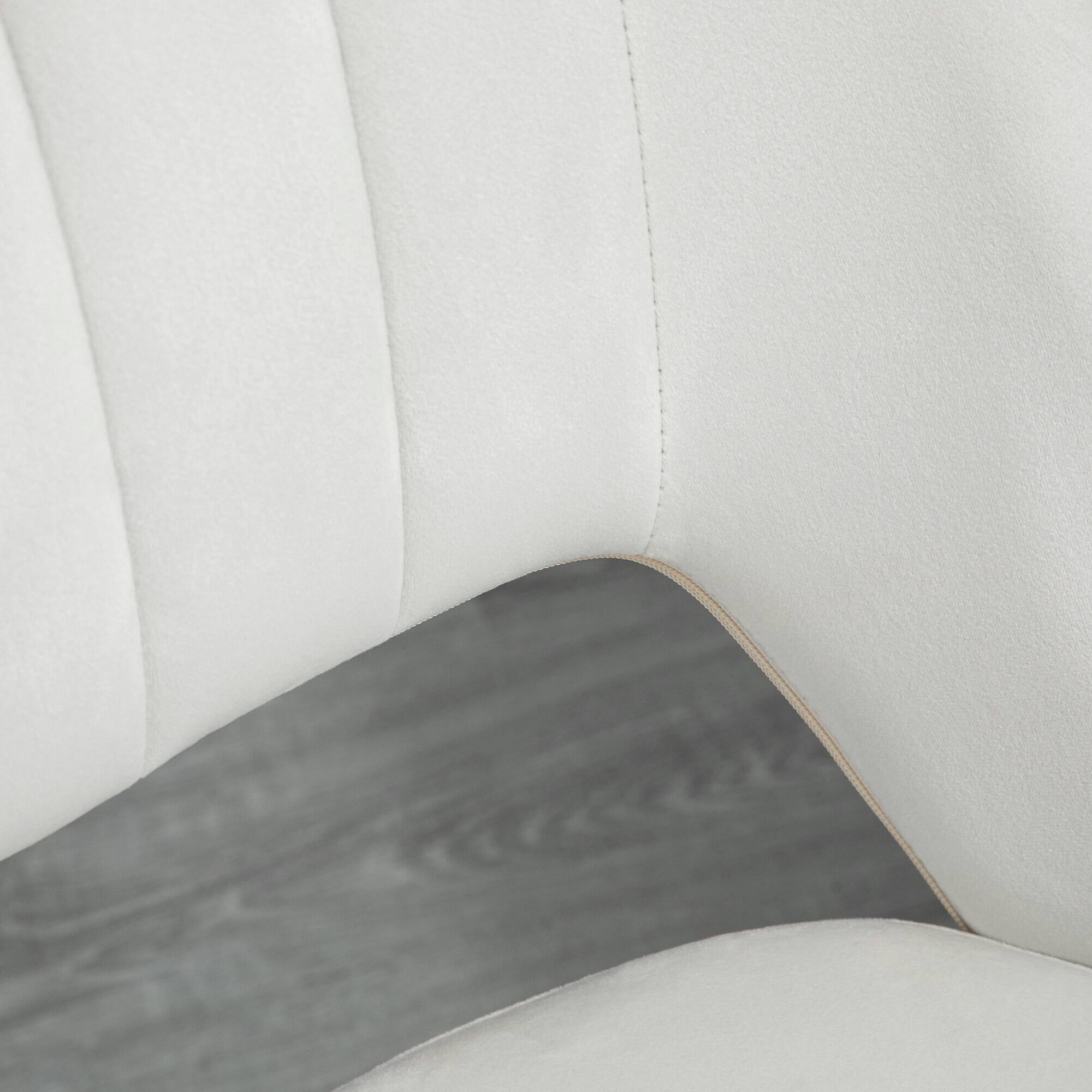 Angle. APRILSOUL - Home Office Chair with Velvet - Touch Fabric Thick Foam Padding Adjustable Height Mid - Back Support Breathable Design - Cream White.