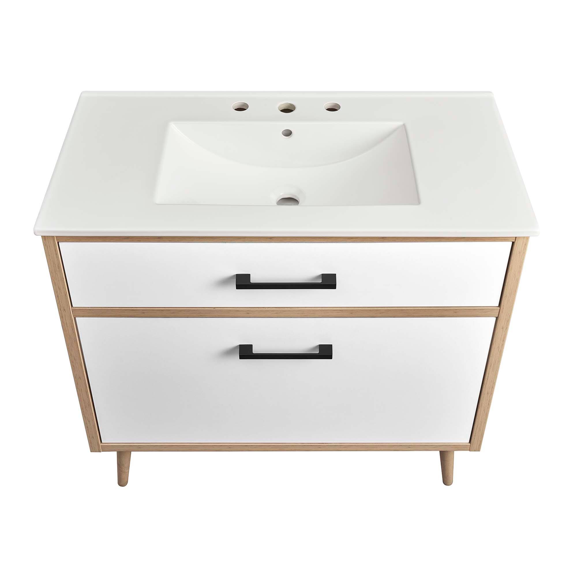 Alt View 5. Modway - Maverick Bathroom Vanity Basin Included by Modway - White Oak.