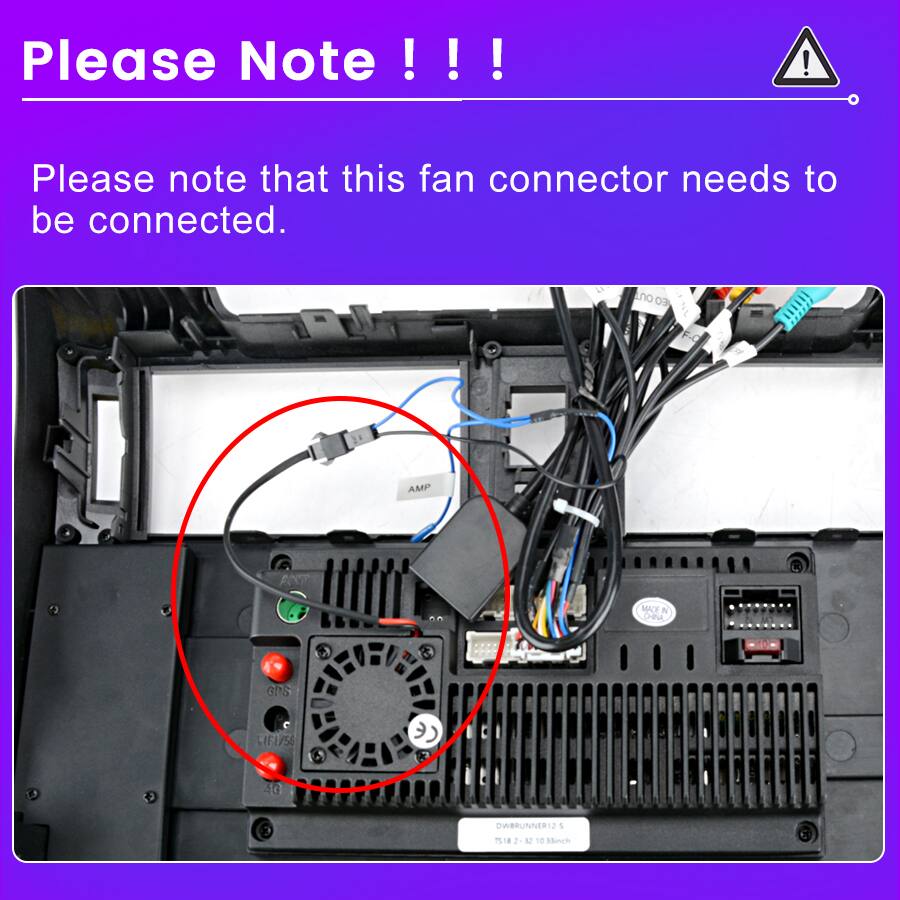 Please Note !!!  
Please note that this fan connector needs to be connected.