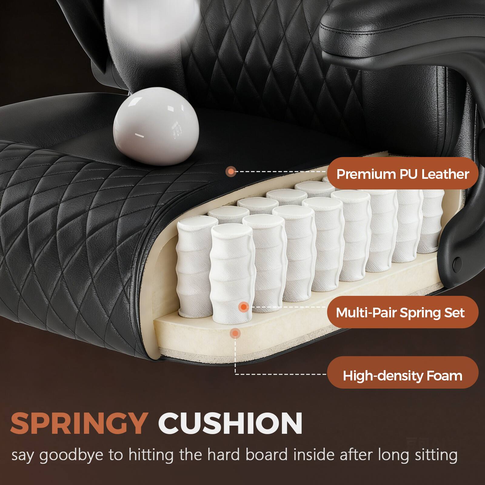 Premium PU Leather Multi-Pair Spring Set High-density Foam SPRINGY CUSHION say goodbye to hitting the hard board inside after long sitting