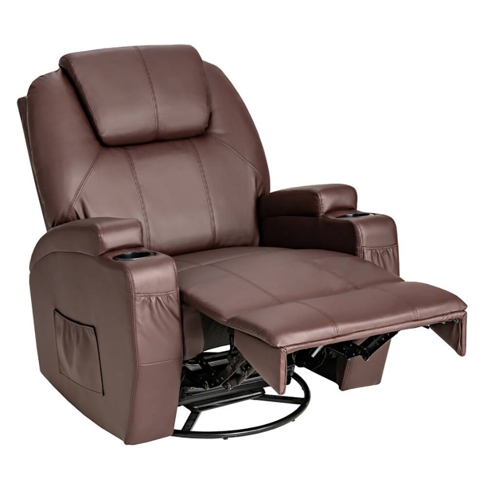 Alt View 3. Kadyn - Recliner Chair, Reclining Chair,Lounge Chair,360-Degree Swivel Massage Recliner Chair with Remote Control for Home-Brown - Brown.