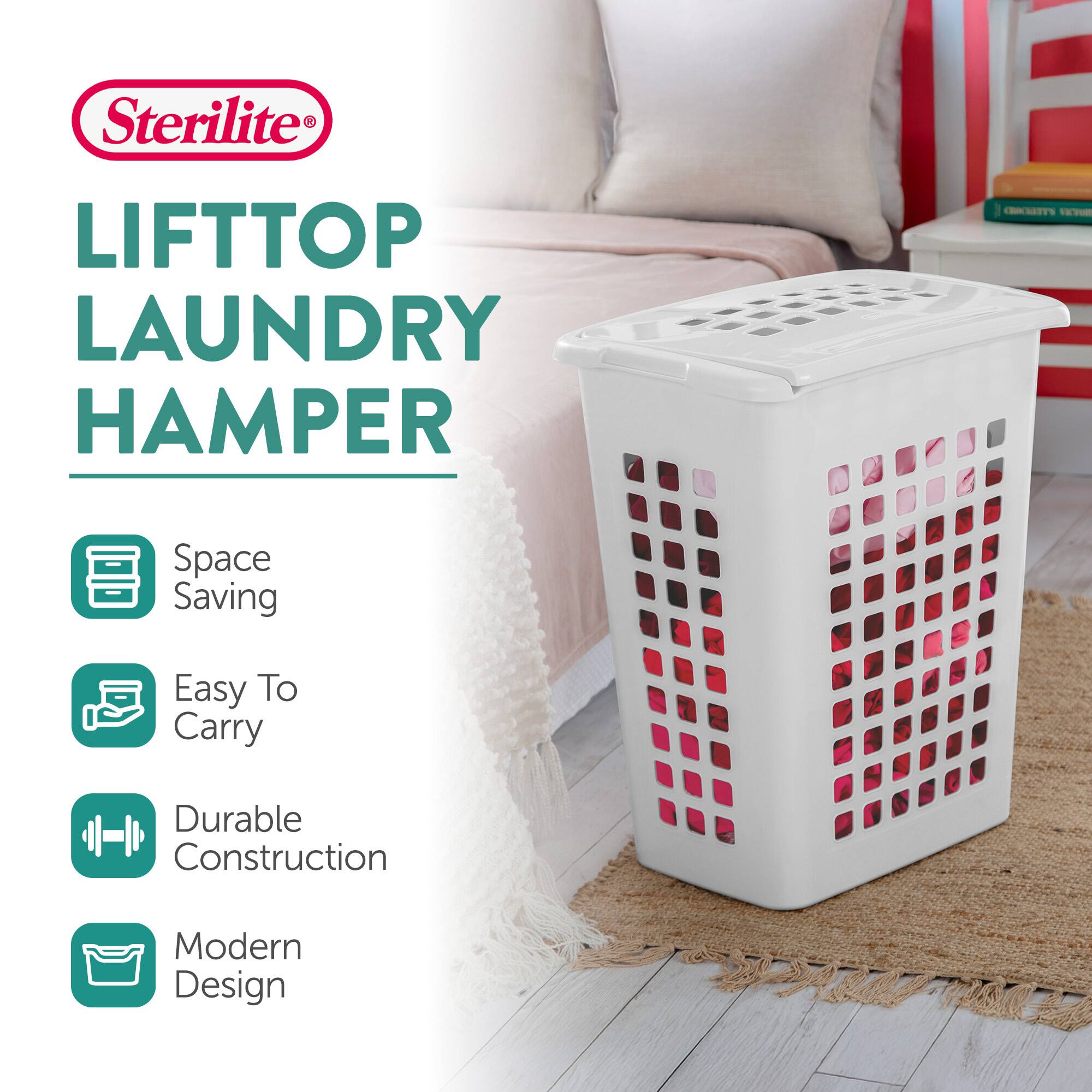Sterilite®  
LIFTTOP LAUNDRY HAMPER  

- Space Saving  
- Easy To Carry  
- Durable Construction  
- Modern Design